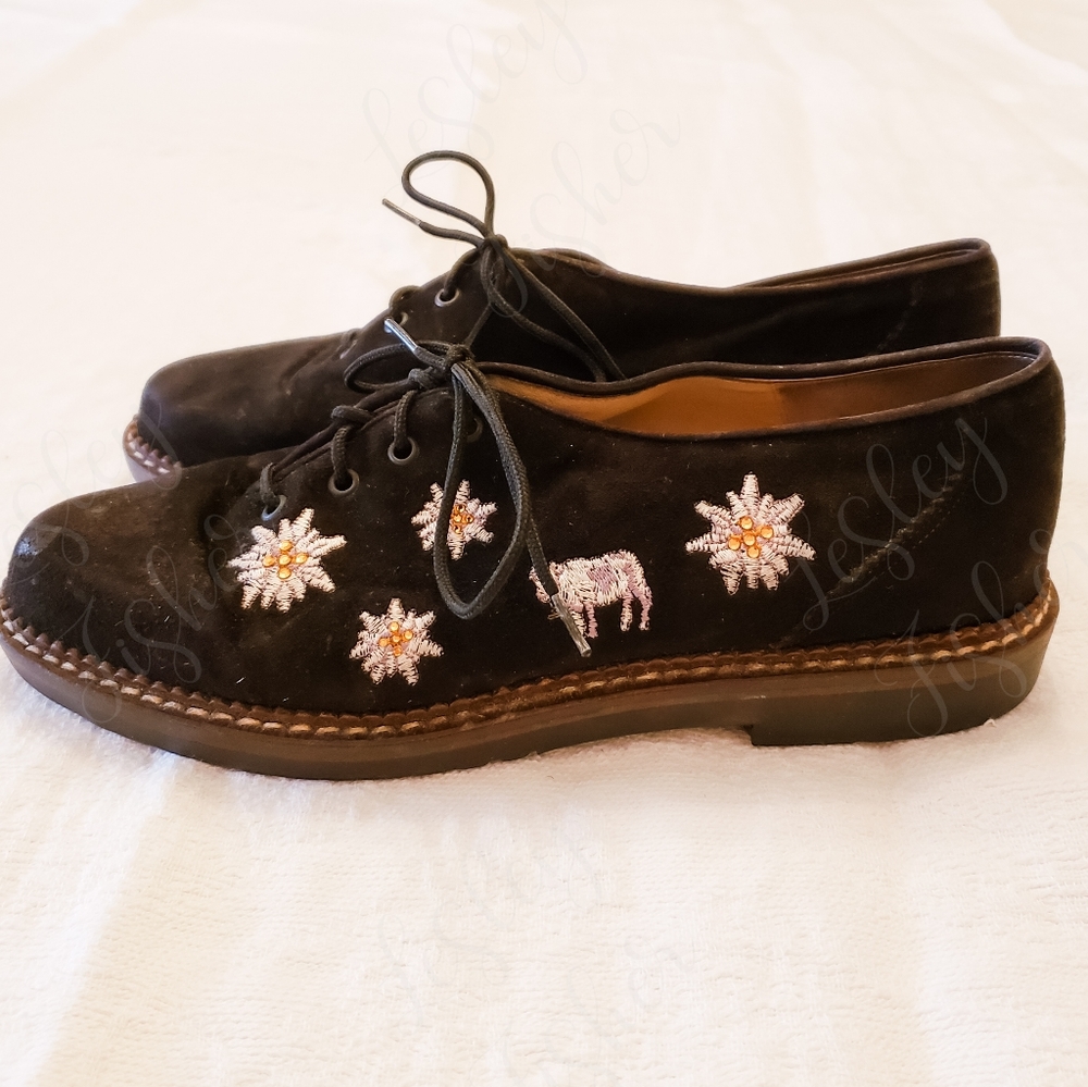 Haus Behr Embroidered Suede Oxfords - Picture 2 of 7